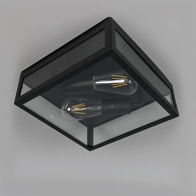 Luminária de teto exterior industrial preta 2 luzes - Rotterdam