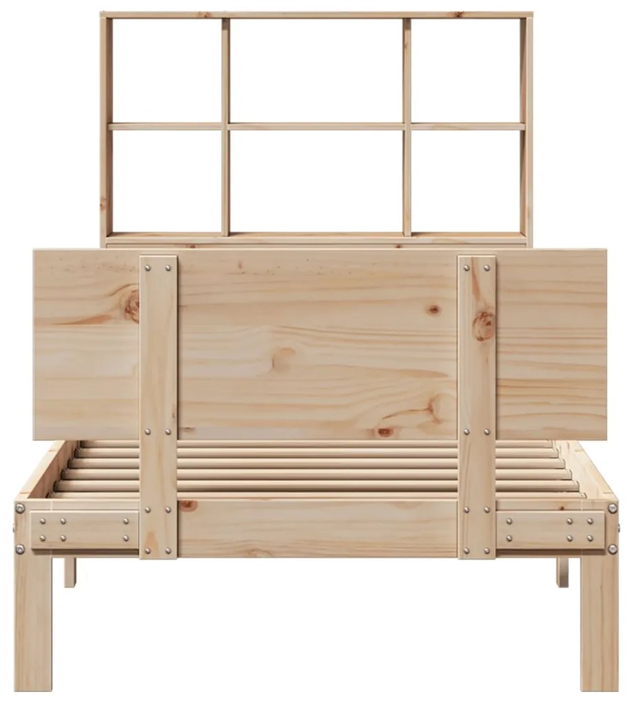 Cama com estante sem colchão 75x190 cm pinho maciço