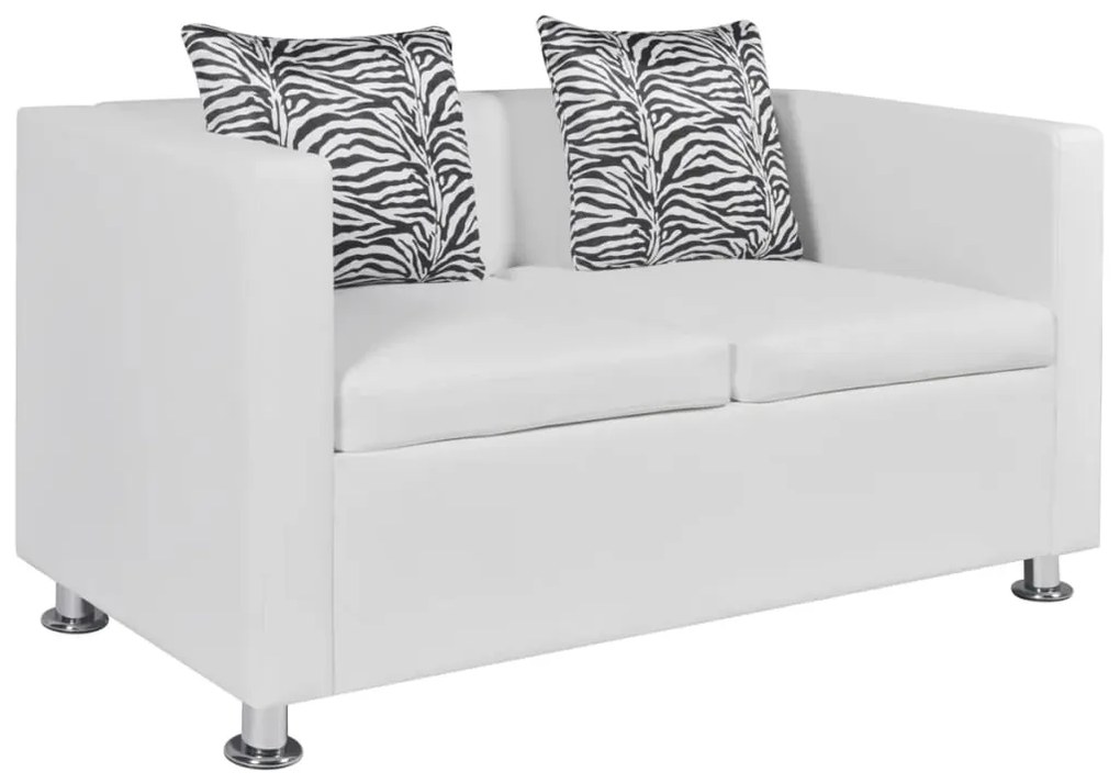 Sofá de 2 lugares couro artificial branco