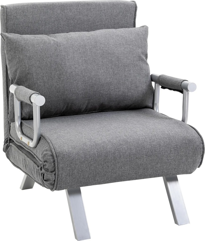 Poltrona com aquecimento, sofá-cama conversível de 1 lugar e com capa removível cinzento claro