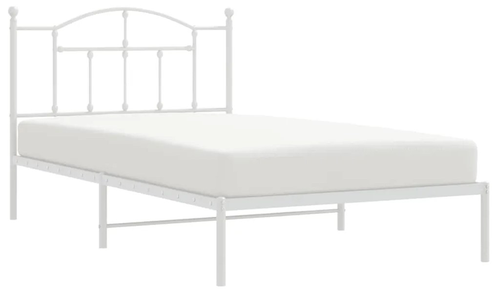 Estrutura de cama com cabeceira 100x200 cm metal branco