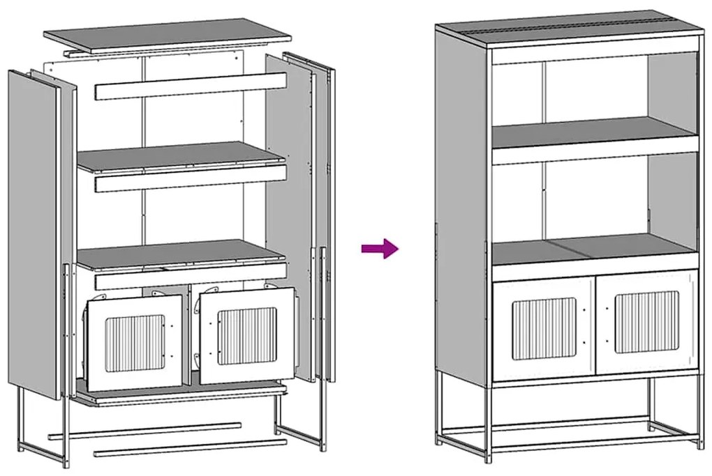 Aparador alto 68x39x123 cm aço branco