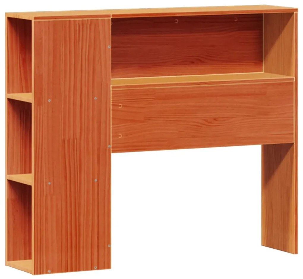 Cama com estante sem colchão 75x190cm pinho maciço castanho-mel