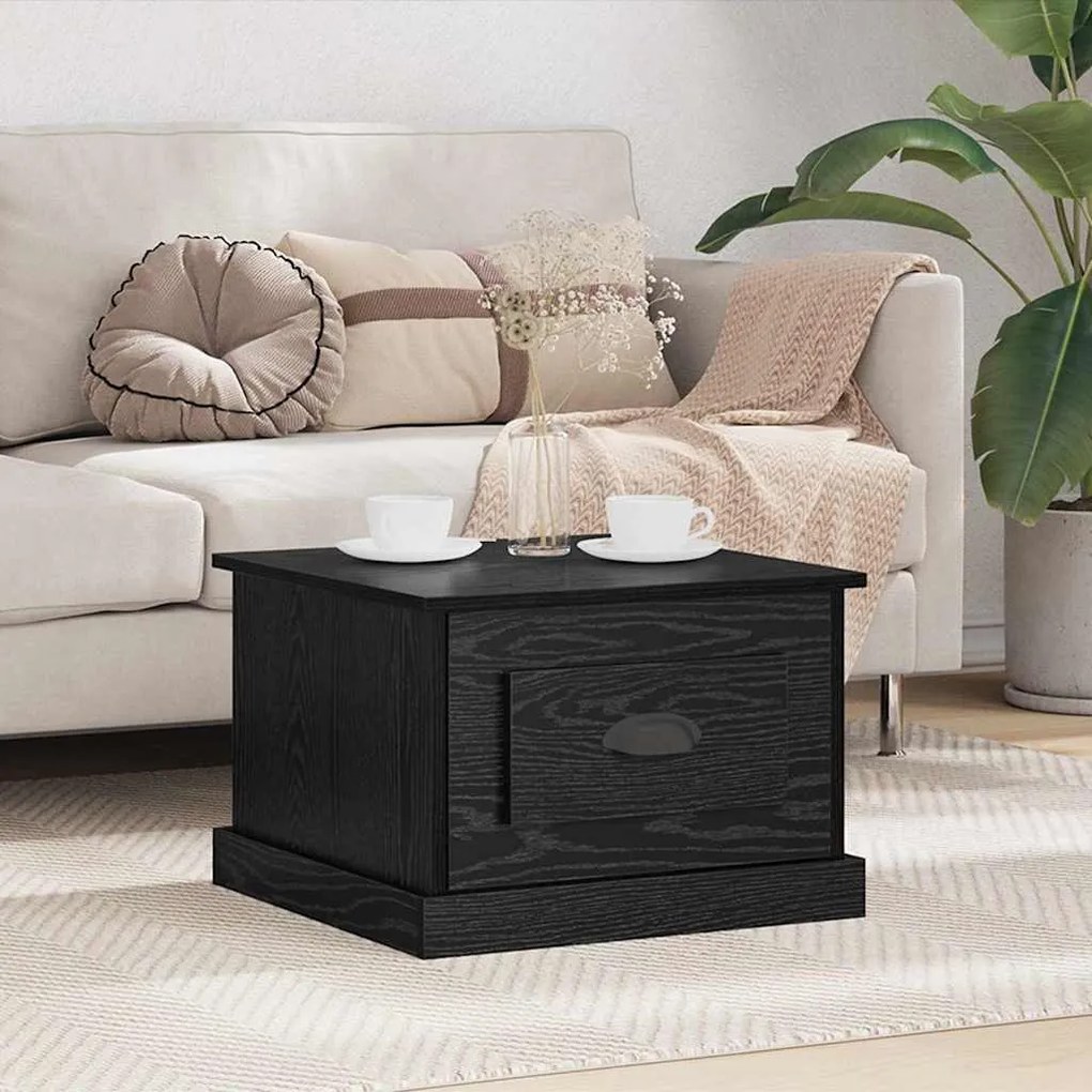 vidaXL Mesa de centro with Drawer Carvalho preto 50 x 50 x 35 cm