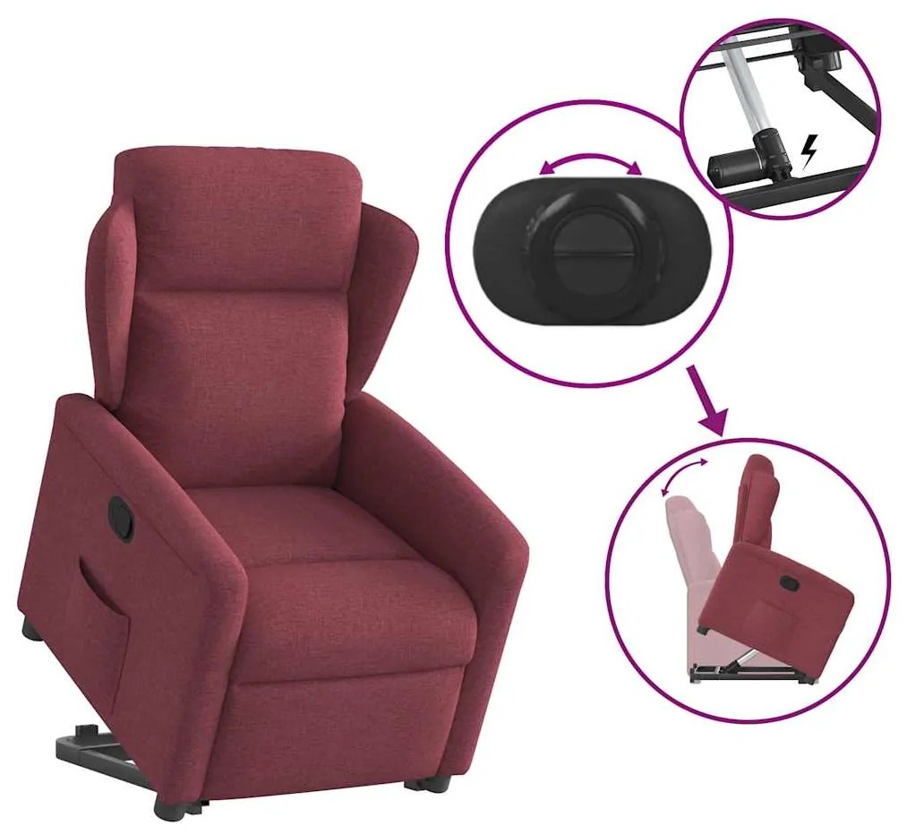Poltrona reclinável elevatória tecido vermelho tinto