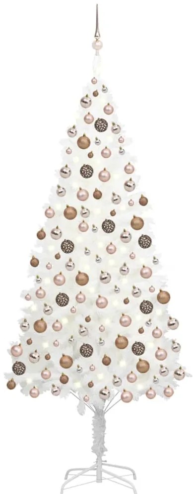 vidaXL Árvore Natal artificial pré-iluminada c/ bolas branco