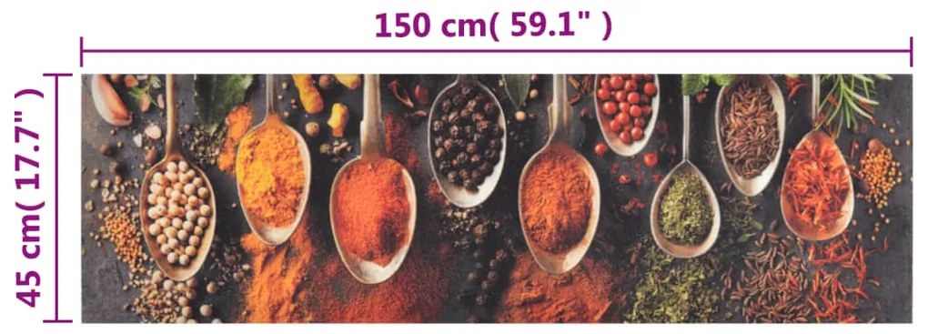 Tapete de cozinha lavável 45x150 cm veludo colheres/especiarias