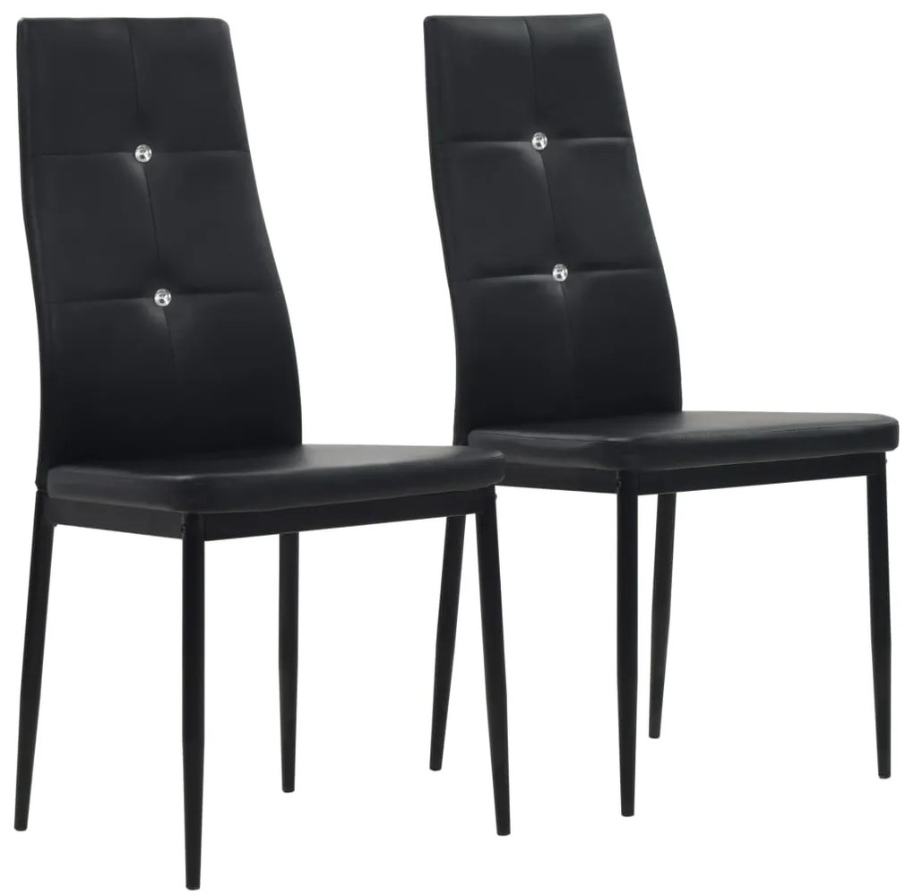 Cadeiras de jantar 2 pcs couro artificial preto