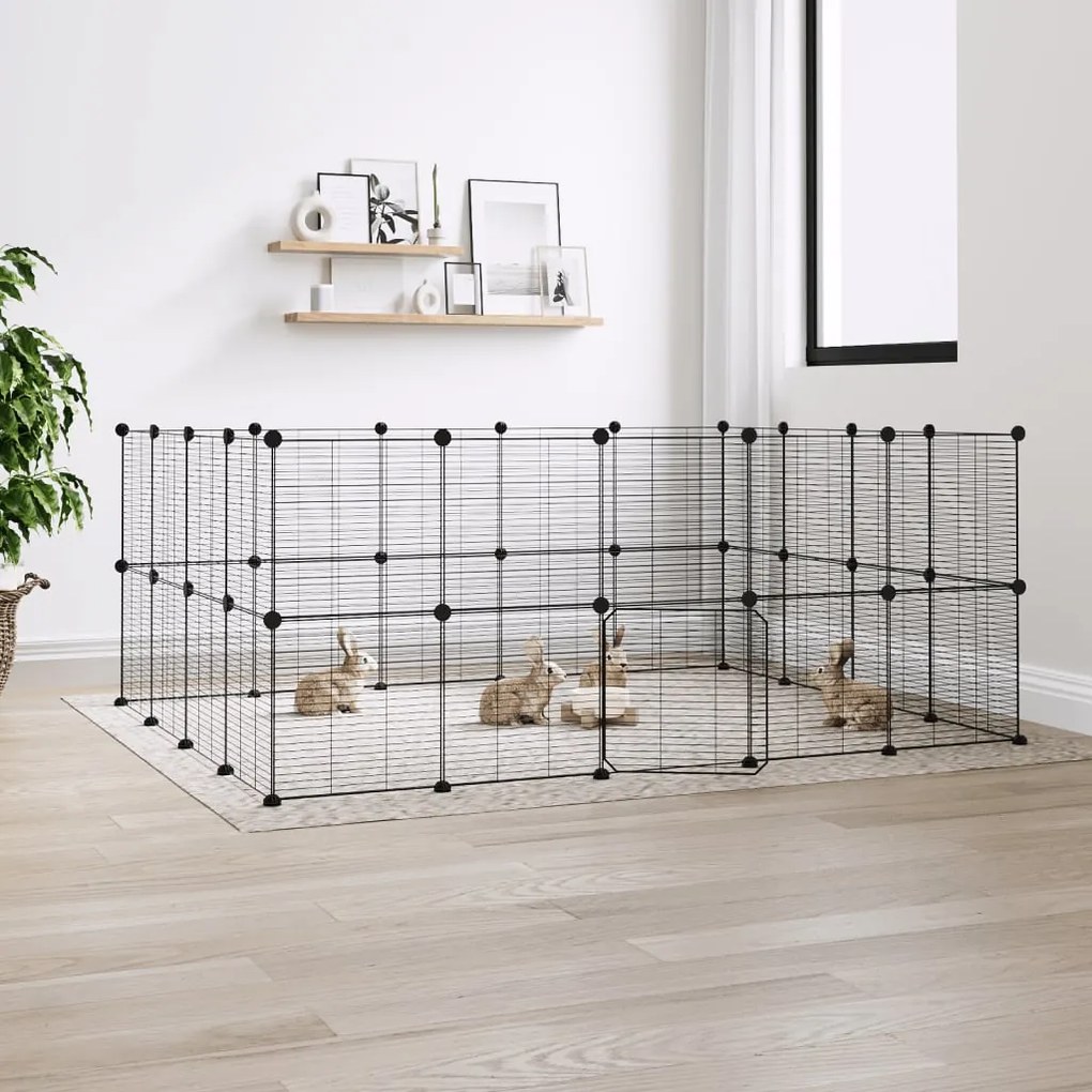 vidaXL Gaiola p/ animais de 36 painéis c/ porta 35x35 cm aço preto