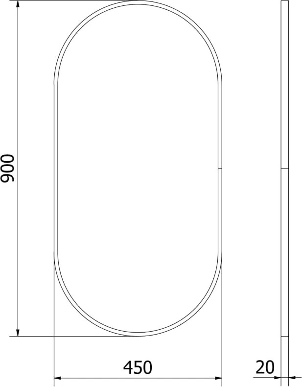 Mexen Loft espelho de casa de banho oval 90 x 45 cm, moldura preta - 9851-090-045-000-70