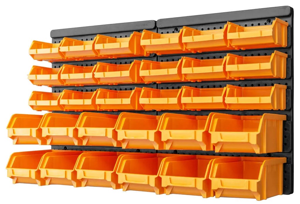 151832 vidaXL 32 pcs kit caixas arrumação com painéis parede amarelo e preto