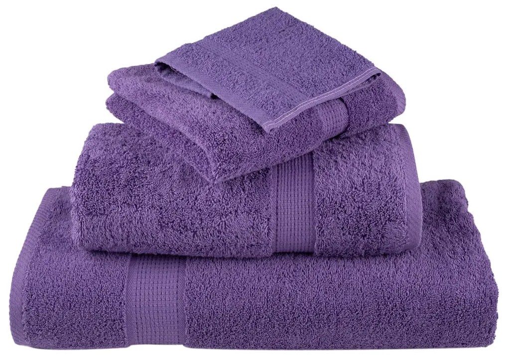 6pcs Conjunto toalhas banho premium SOLUND 600 gsm roxo