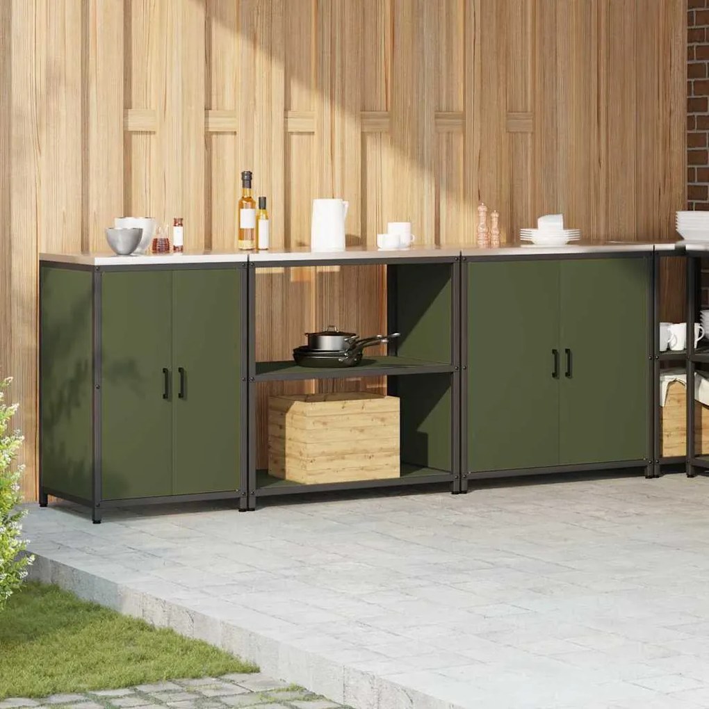 Conjunto de Armazenamento de Cozinha 3 pcs Verde Oliva