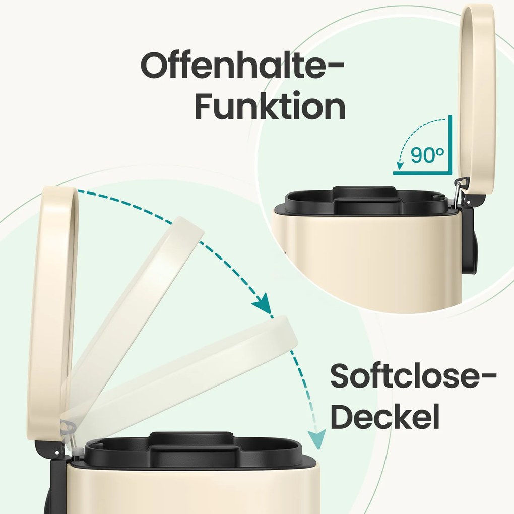 Caixote do lixo de 40 litros 34,8 x 32,1 x 55,7 cm bege areia