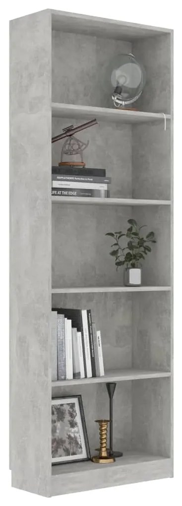 Estante 5 prateleiras 60x24x175 derivados madeira cinza cimento
