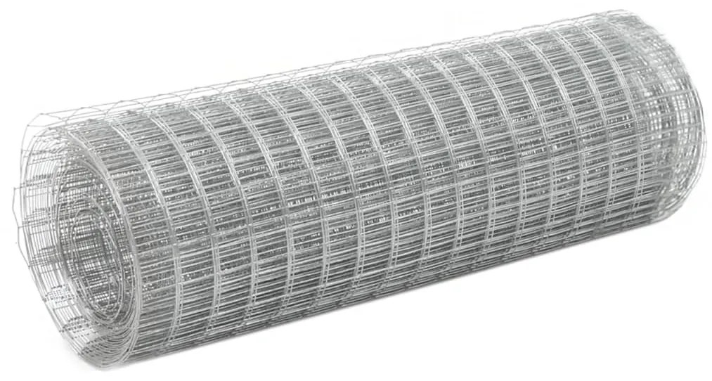 vidaXL Cerca de arame p/ galinheiro 10x0,5 m aço galvanizado prateado
