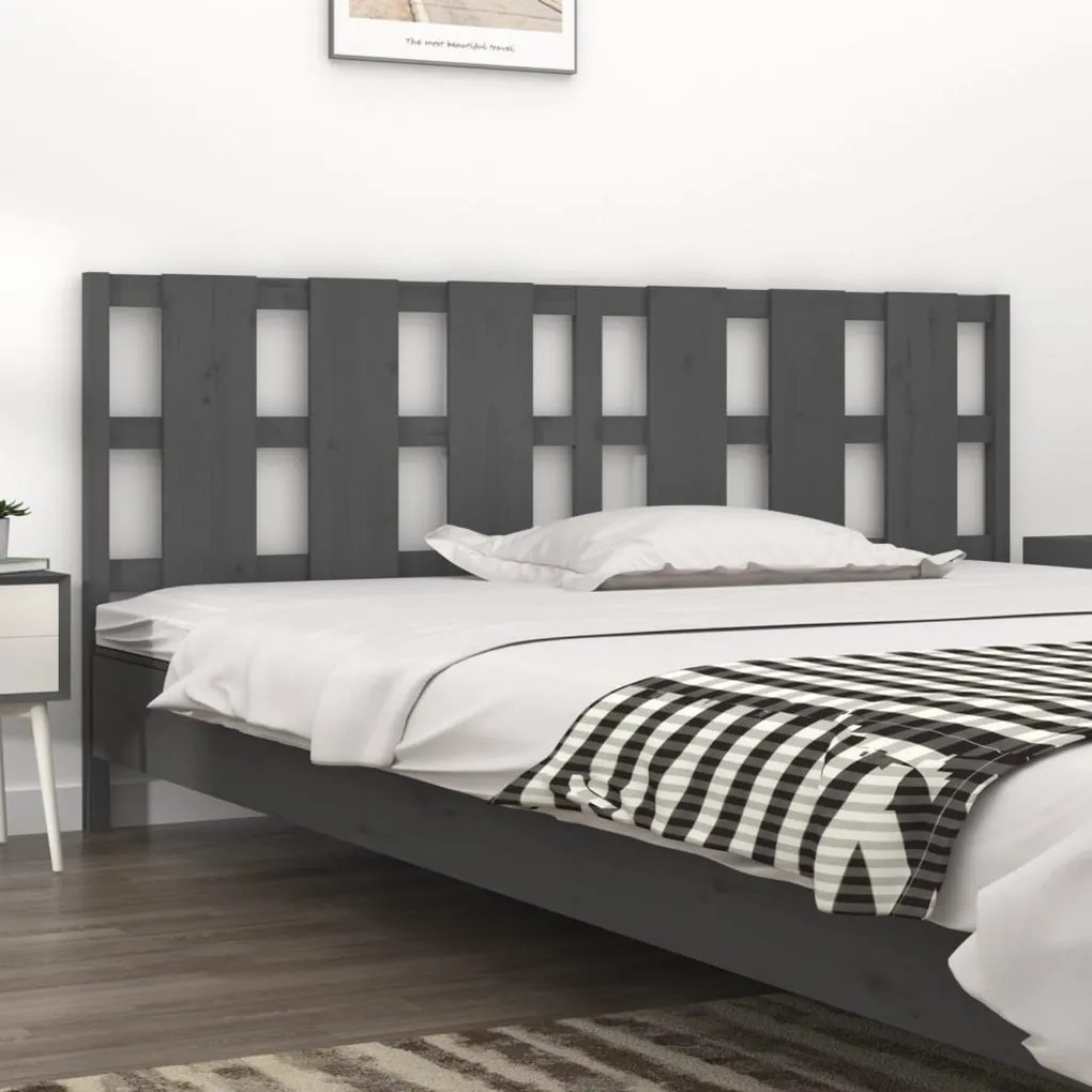 Cabeceira de cama 125,5x4x100 cm pinho maciço cinzento