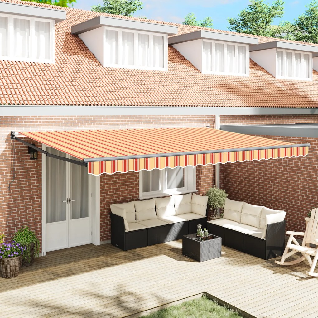vidaXL Toldo Retrátil Manual Amarelo e Laranja 500x300 cm