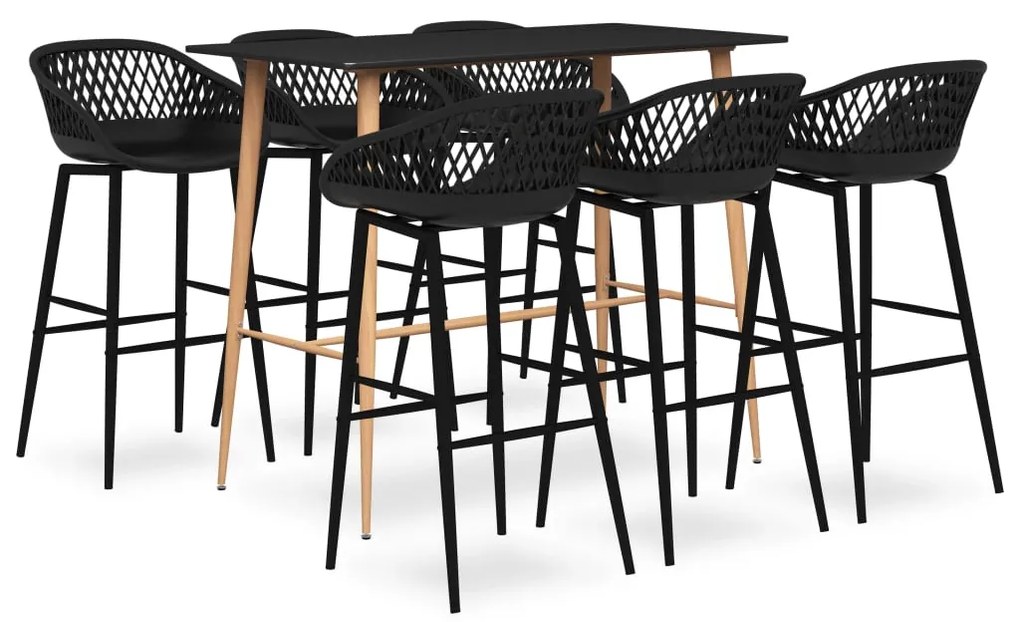 vidaXL 7 pcs conjunto de bar preto