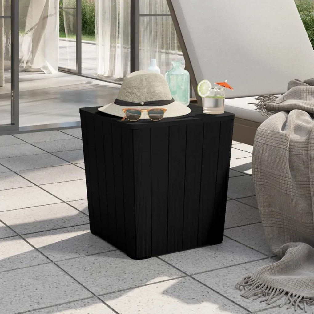 vidaXL Mesa de jardim com tampa removível polipropileno preto