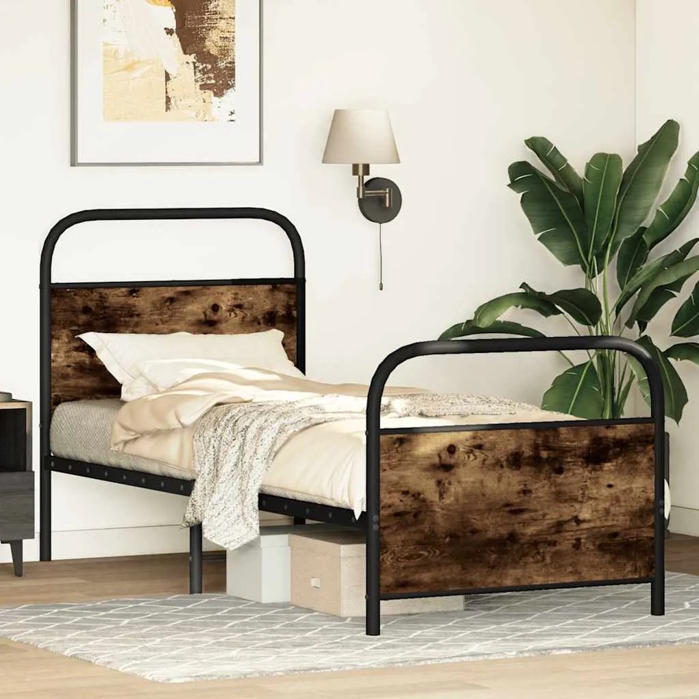 Estrutura cama s/ colchão derivados de madeira carvalho fumado