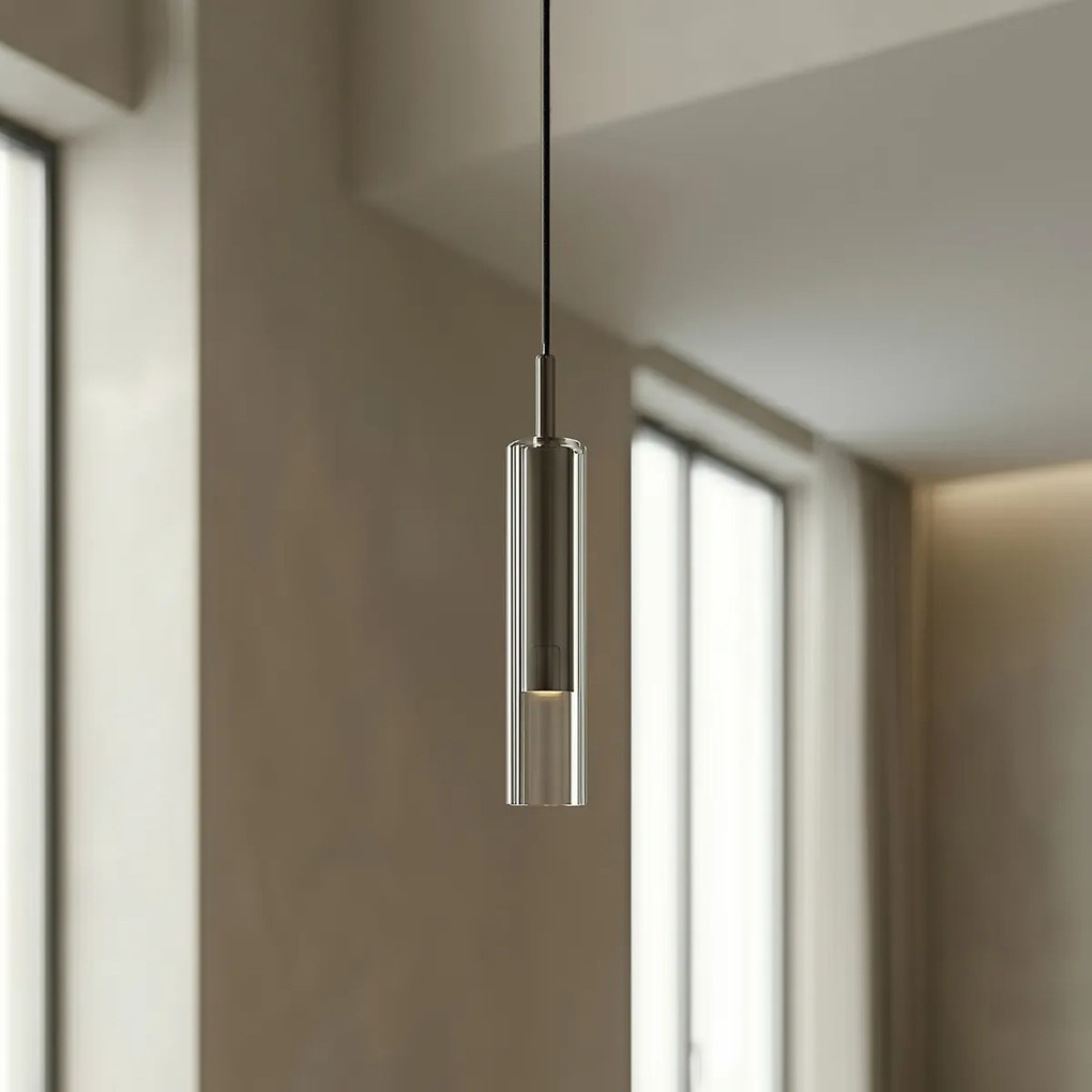 Foco moderno cor de bronze com vidro transparente para sistema de calha monofásico - Slimline Loyce