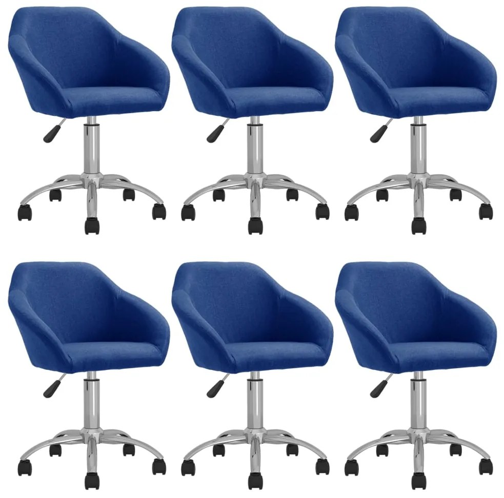 vidaXL Cadeiras de jantar giratórias 6 pcs tecido azul
