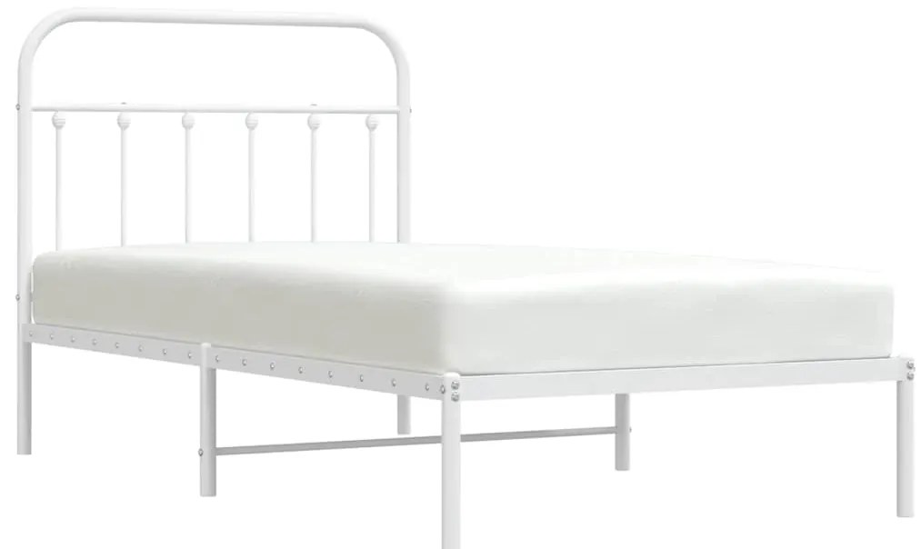 Estrutura de cama com cabeceira 100x190 cm metal branco