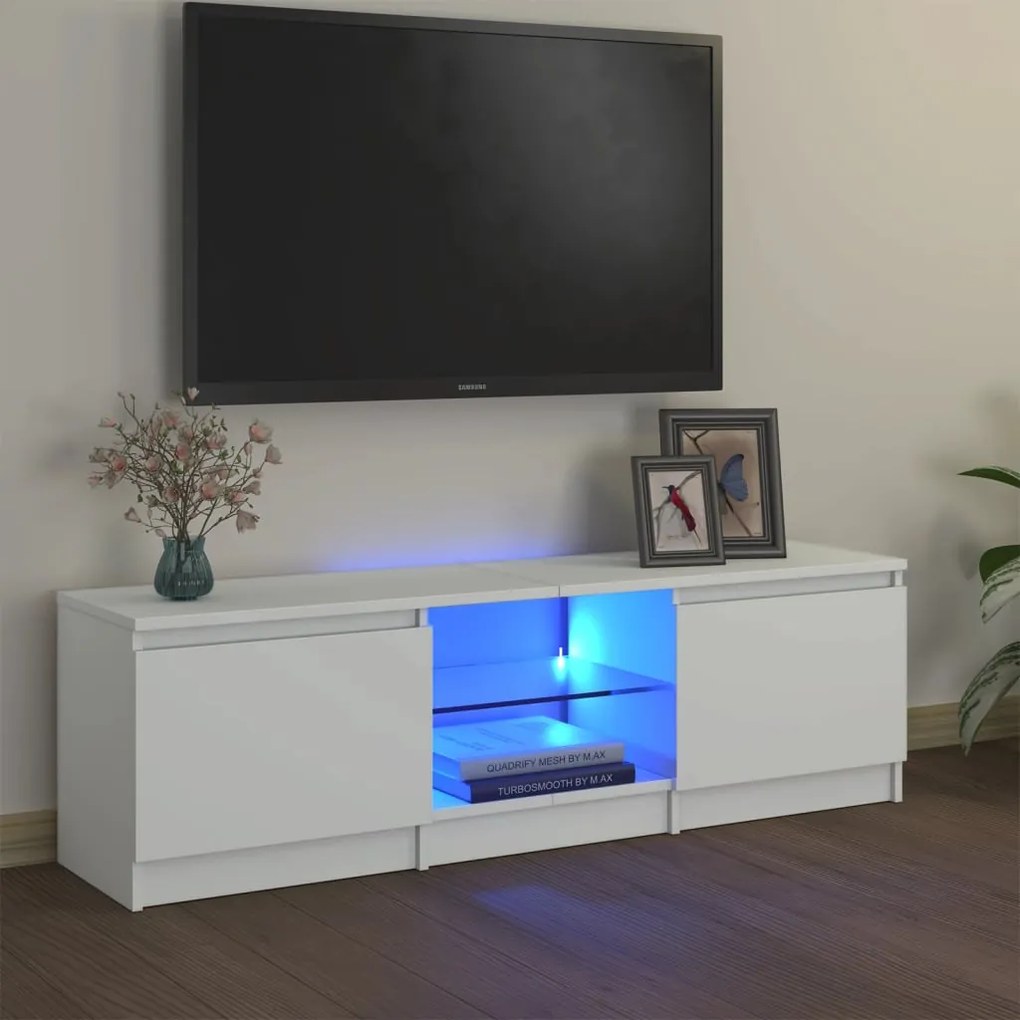 804283 vidaXL Móvel de TV com luzes LED 120x30x35,5 cm branco
