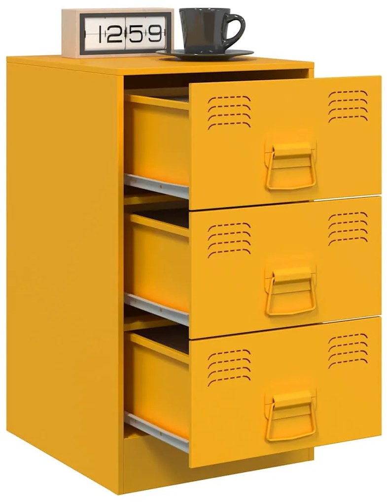 Mesas de cabeceira 2 pcs 34,5x39x62 cm aço amarelo mostarda