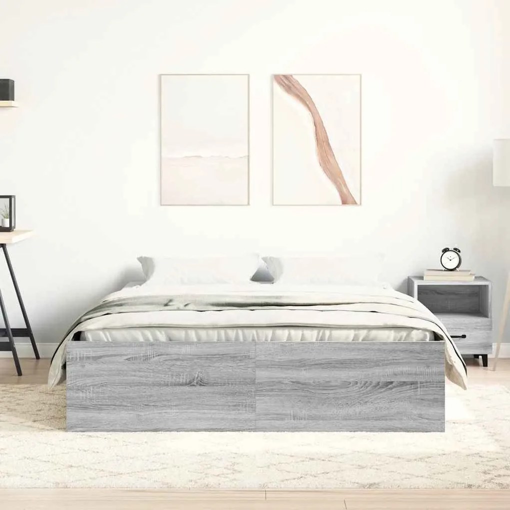 Estrutura de cama 140x190 cm cinzento sonoma