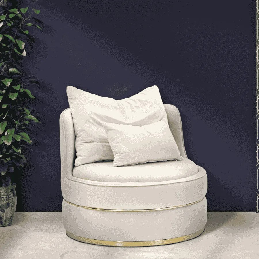 POLTRONA PARIS SPACE CREME/DOURADO Ø 84X72 CM