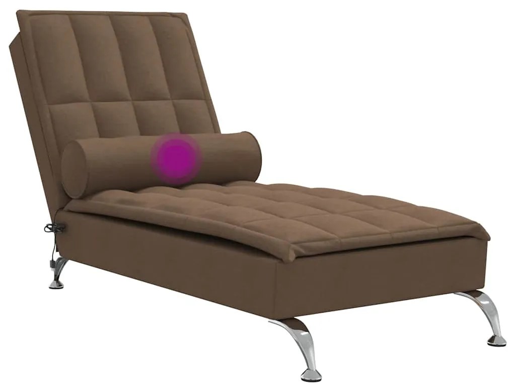 Chaise lounge de massagem com rolo tecido castanho