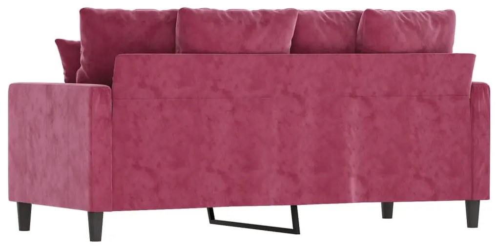 Sofá de 2 lugares veludo 140 cm vermelho tinto