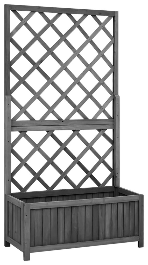 vidaXL Vaso com treliça para jardim 70x30x135 cm abeto maciço preto