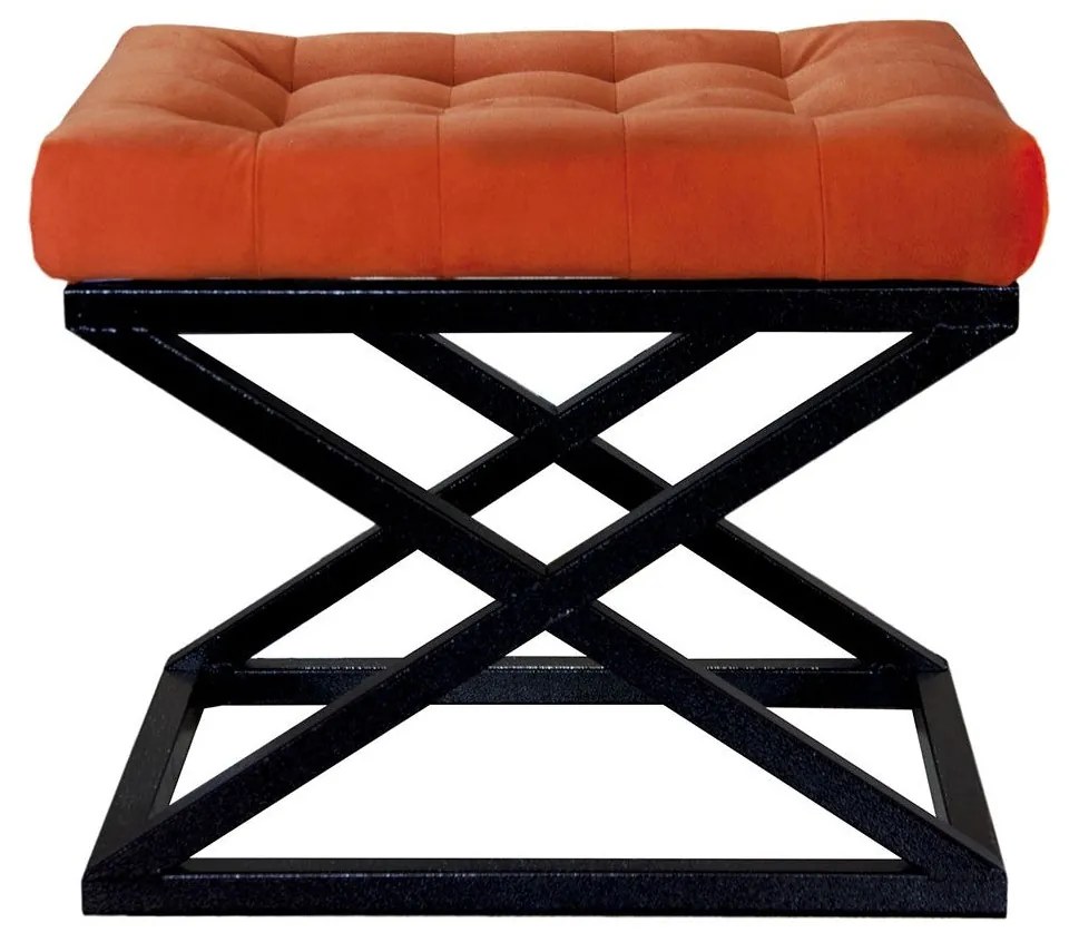 Pouffe Capraz – Preto e Laranja – 50 cm x 42 cm x 40 cm