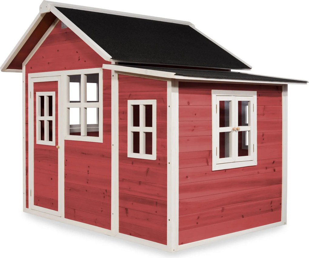 Casa de brincar infantil exterior para crianças Loft 150 em madeira - Vermelha