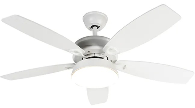 Ventilador de teto de design branco incluindo LED com controle remoto - Malaki Moderno