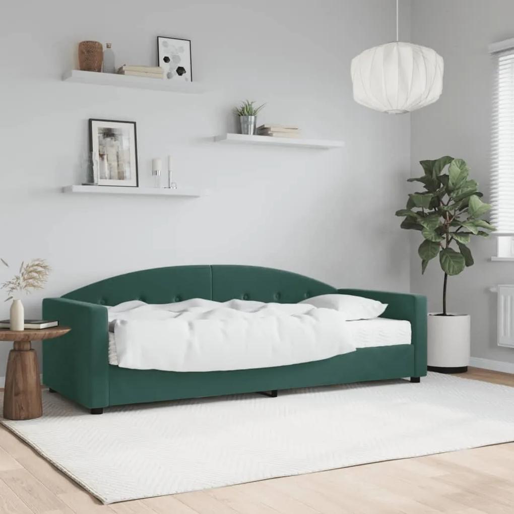 3197272 vidaXL Sofá-cama com colchão 80x200 cm veludo verde-escuro