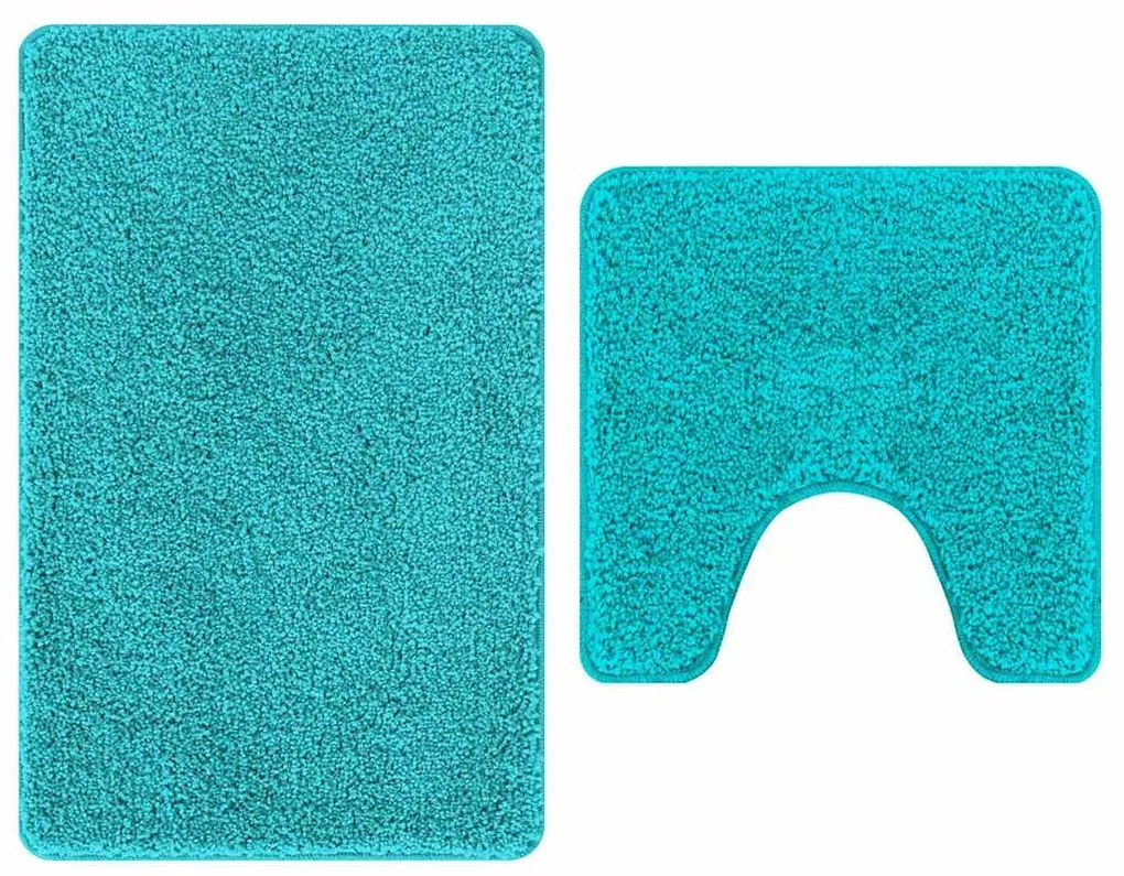 Conjunto de 2 Tapetes de Banho vidaXL Turquesa Polipropileno Antiderra