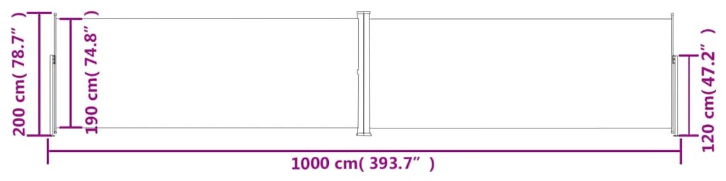 Toldo lateral retrátil 200x1000 cm cor creme
