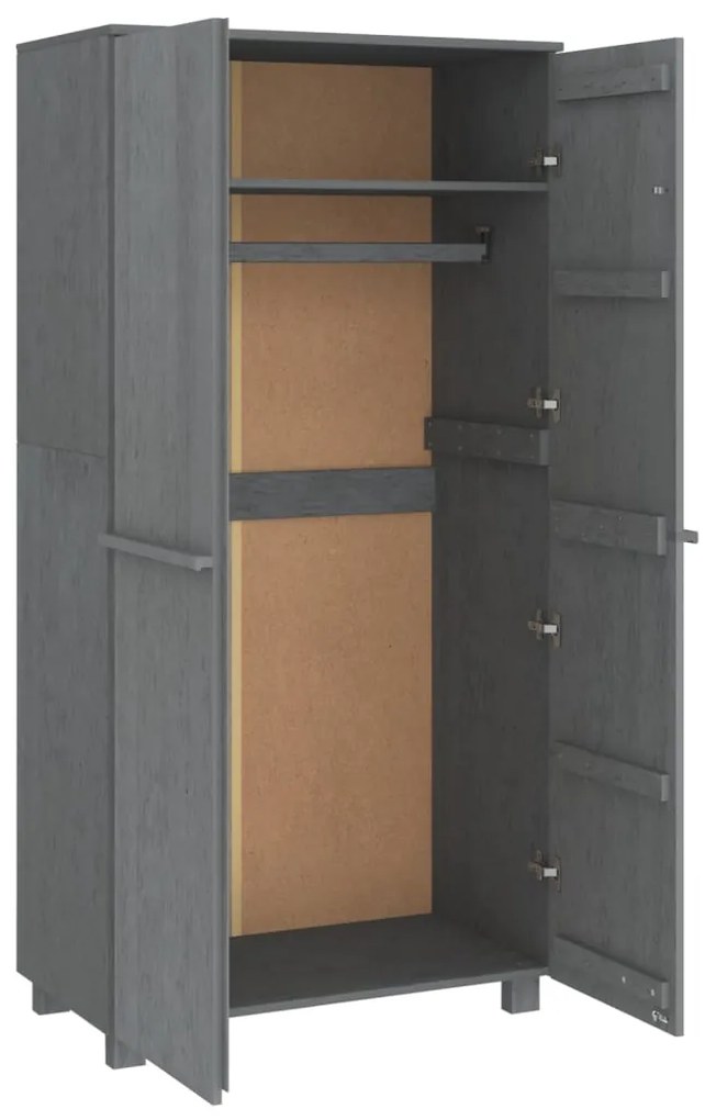 Roupeiro HAMAR 89x50x180 cm pinho maciço cinza-escuro