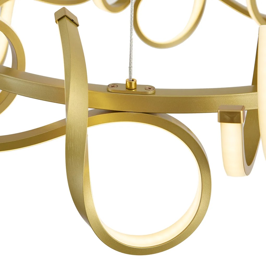 LED Candeeiro suspenso de design dourado redondo com regulação de intensidade de 3 níveis - Krisscross Moderno