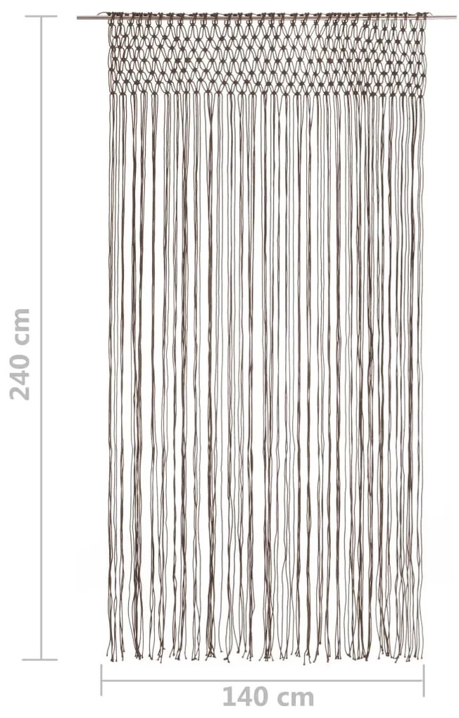 Cortina em macramé 140x240 cm algodão cinzento-acastanhado