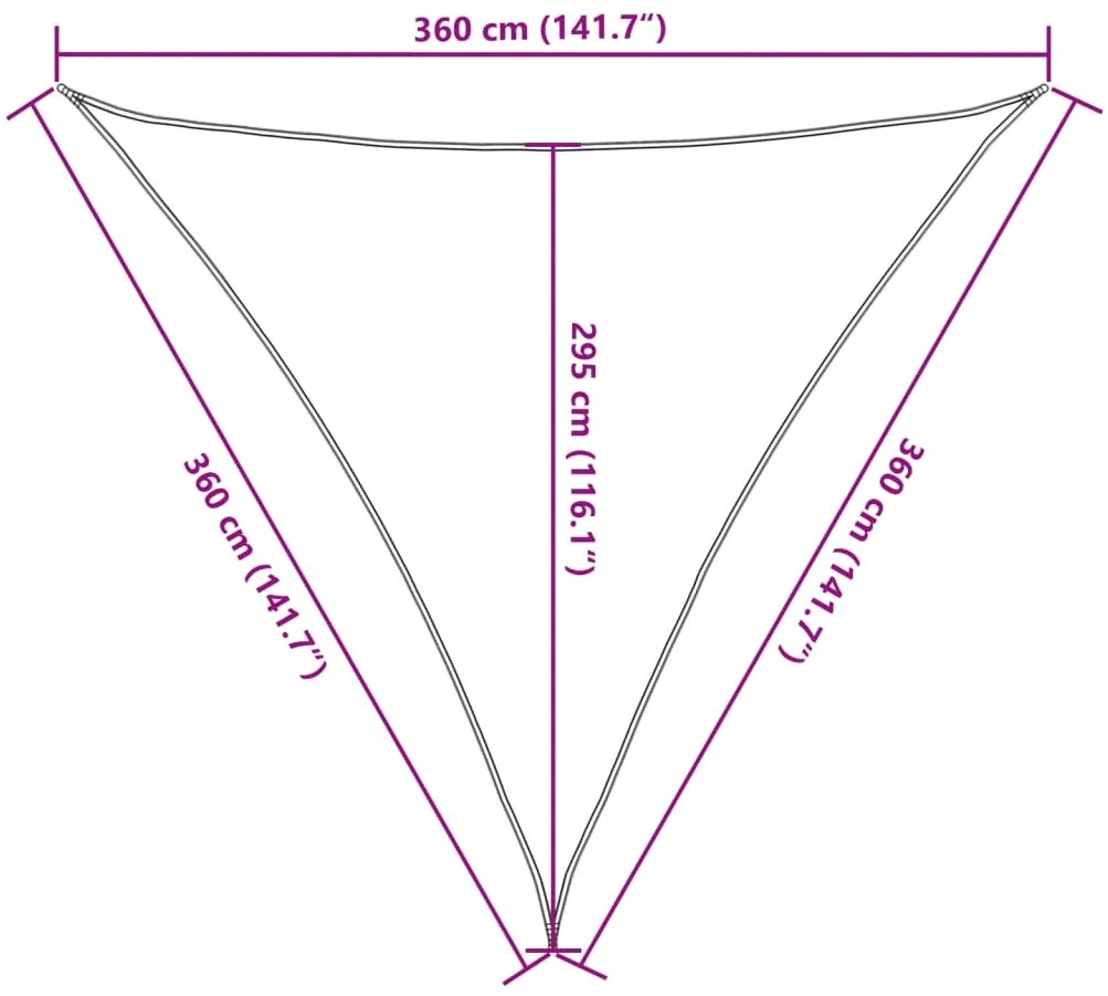Para-sol estilo vela 160 g/m² 3,6x3,6x3,6 m PEAD preto