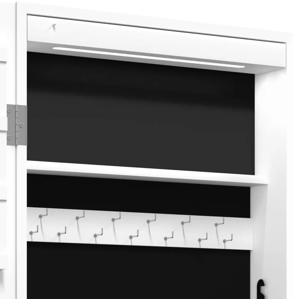 Móvel para joias de parede espelhado com luzes LED branco