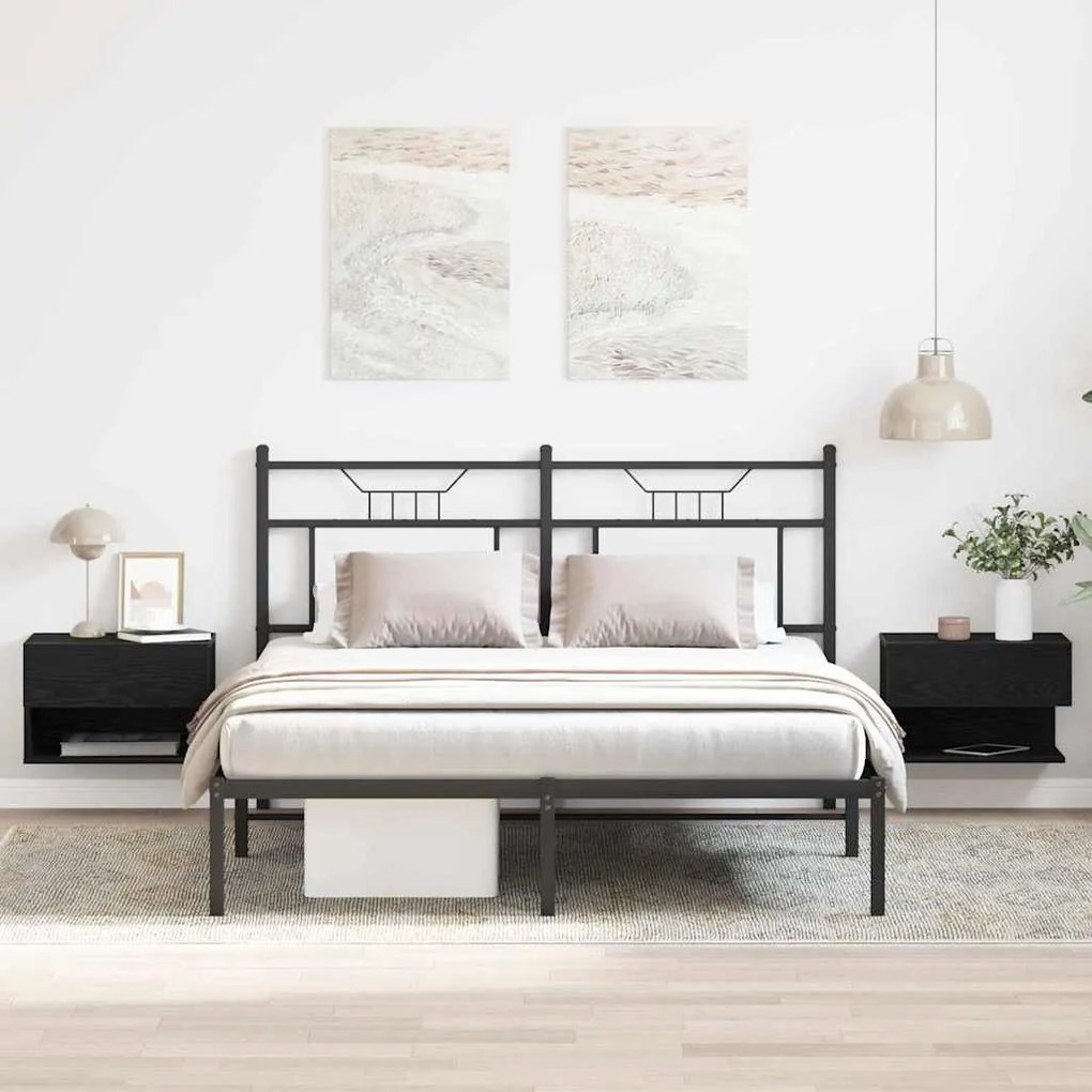 vidaXL Armário de Cabeceira 2 pcs Carvalho Preto 46 x 30 x 30 cm