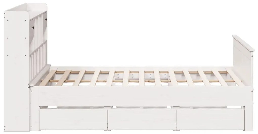 Cama com estante sem colchão 200x200 cm pinho maciço branco