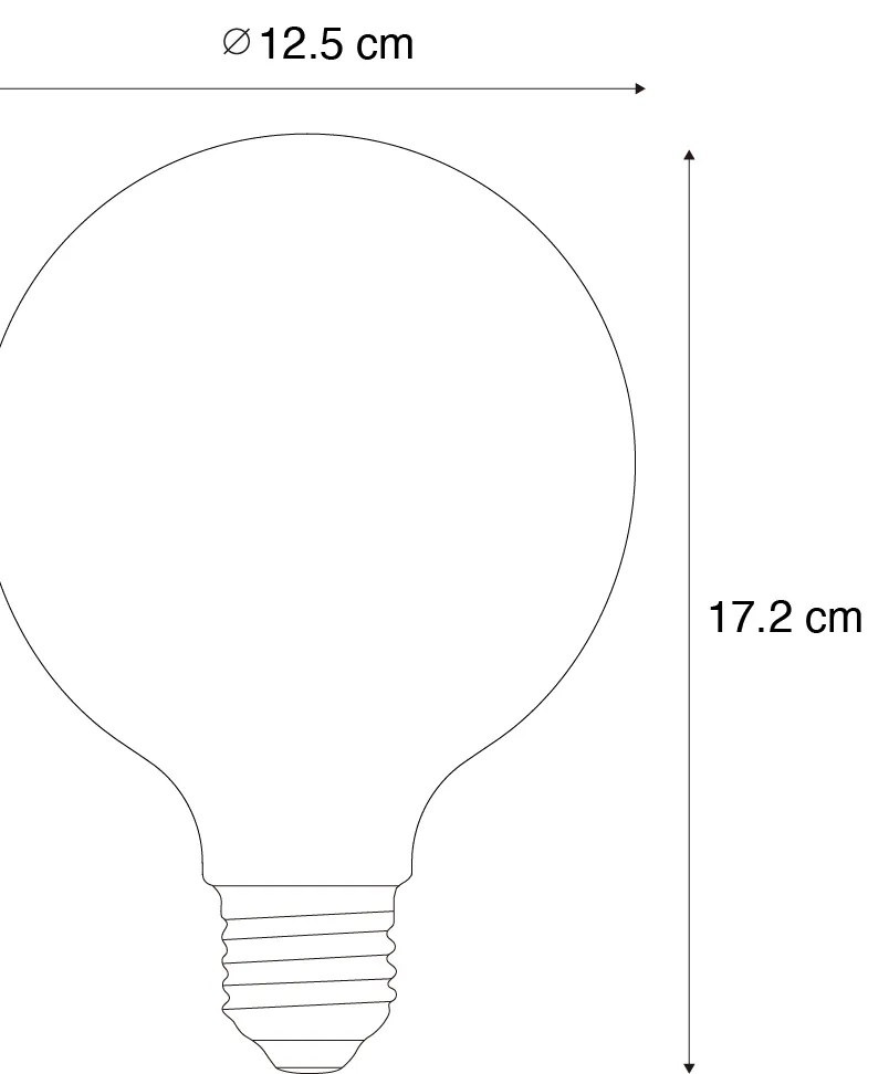 Conjunto de 5 lâmpadas LED E27 reguláveis G125 castanho 4W 120 lm 1800K