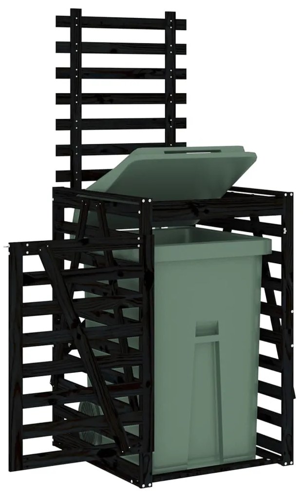 Abrigo para caixote do lixo 84x90x128,5 cm pinho maciço preto